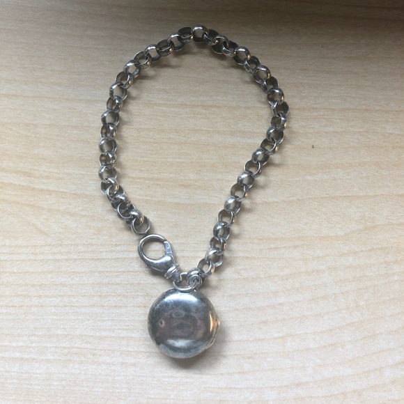 Jewelry - Sterling Silver Link Bracelet with Puffed Locket